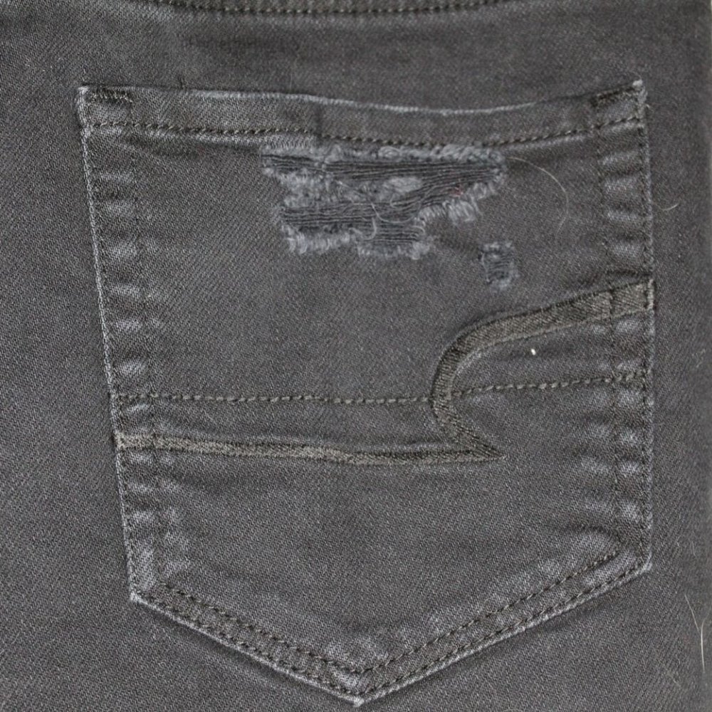 ✨2/$20 American Eagle Vintage Hi Rise Festival Jean Shorts Black Distressed Sz 0 - Picture 8 of 12